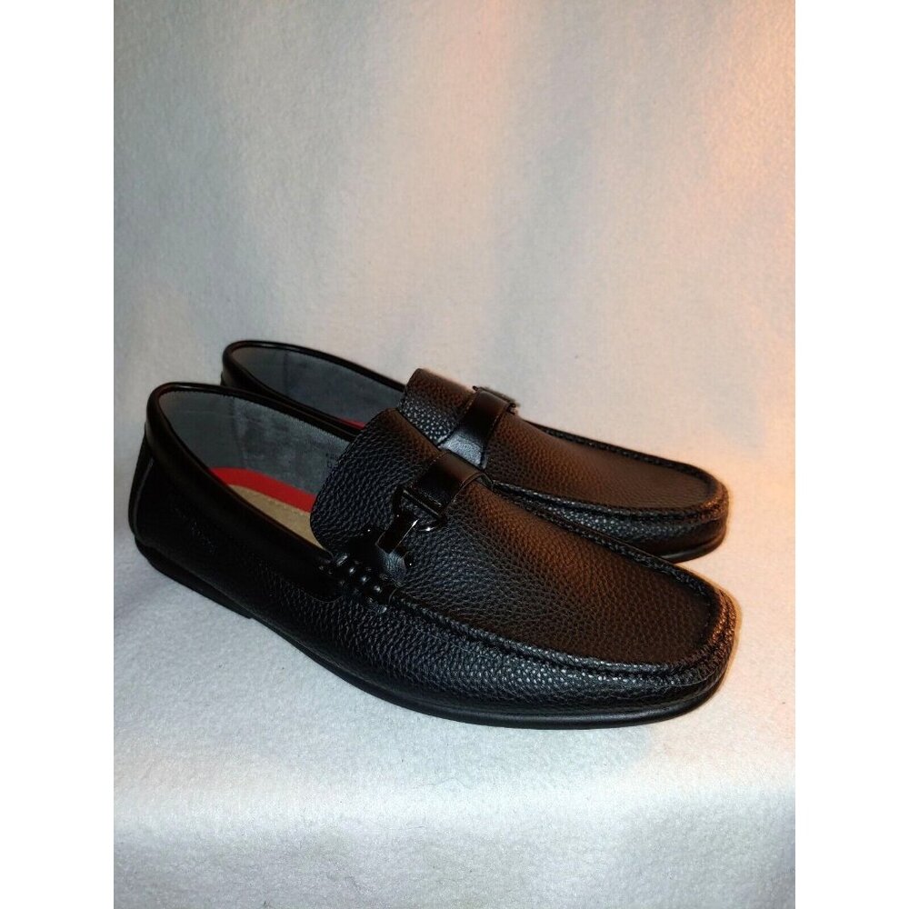 New Men's Henry Ferrera Driver Solid Black Faux Leather Slip On Loafers Size 11